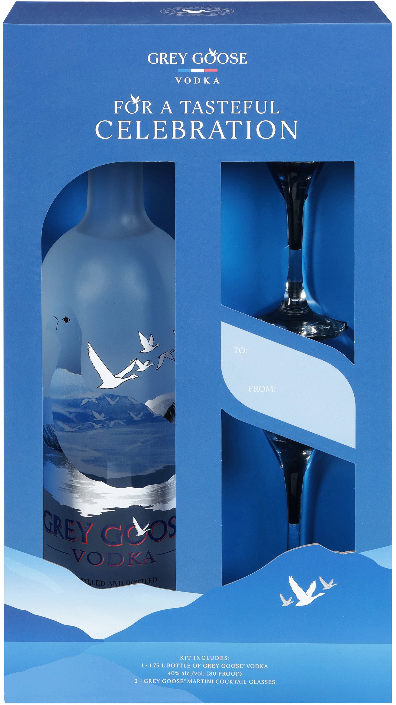 Grey Goose with Stemless Glasses
