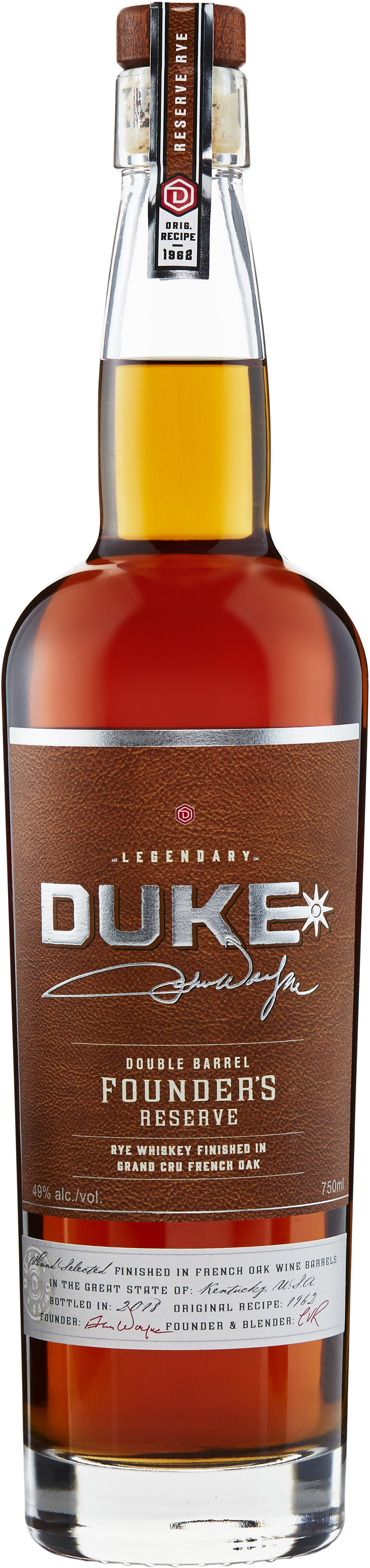 Duke Double Barrel Founder's Reserve Rye Finished in Grand Cru French Oak