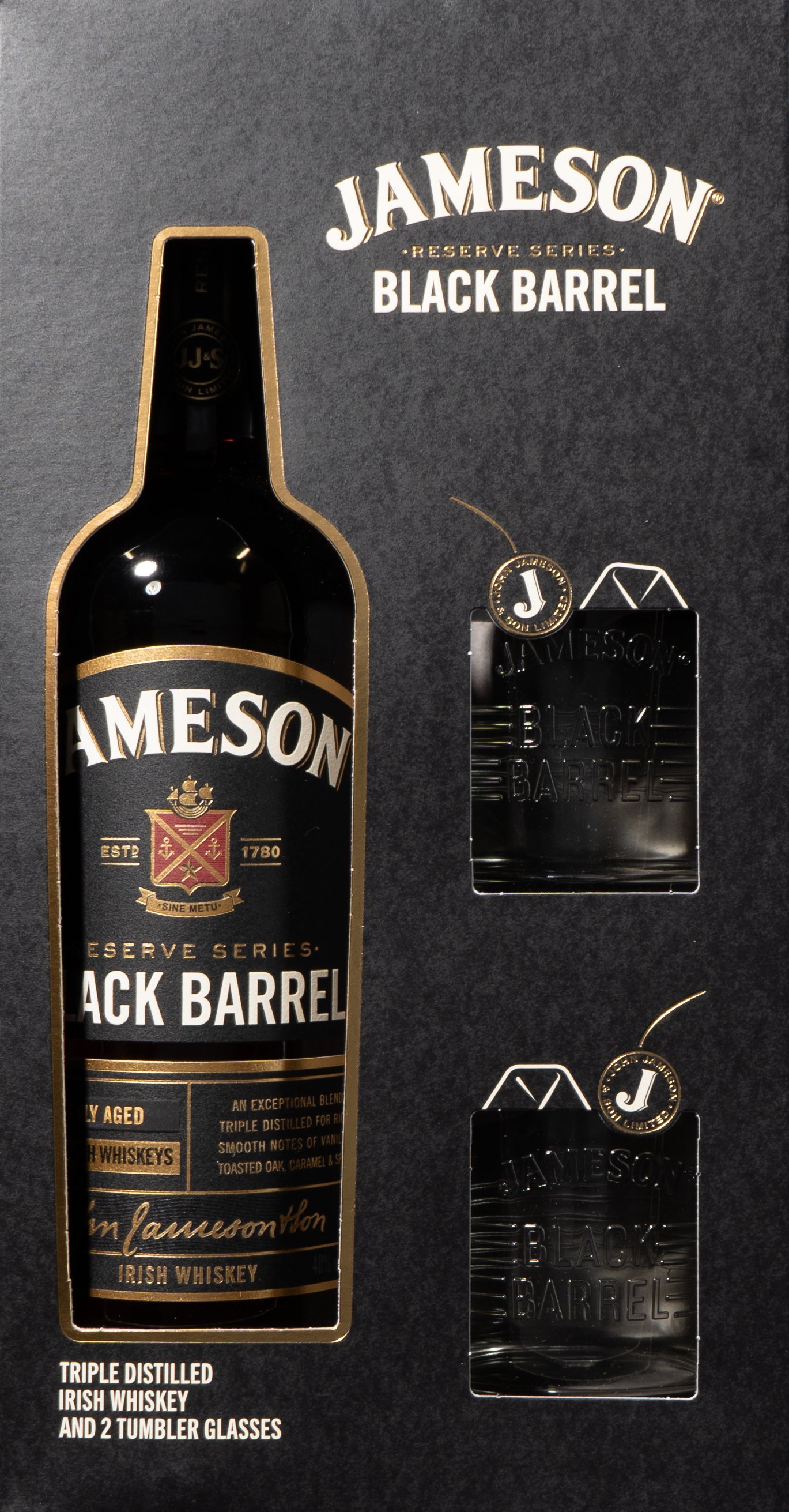 早割 万博 Jameson Black Bottle ml 750 | Glasses with Whiskey Irish Barrel ウイスキー