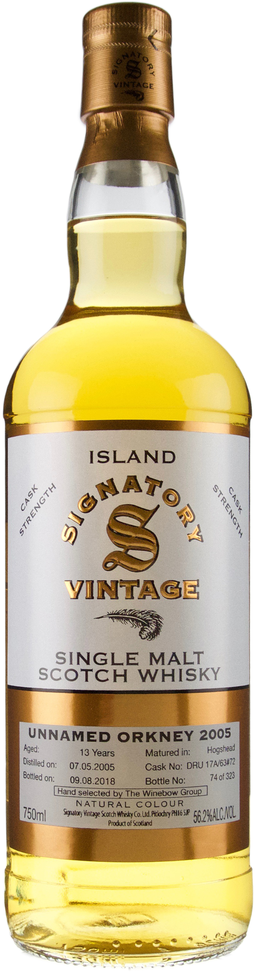 Signatory Unnamed Orkney Distillery 13 year old Hogshead # A63#72 Winebow Cask Selection 2005