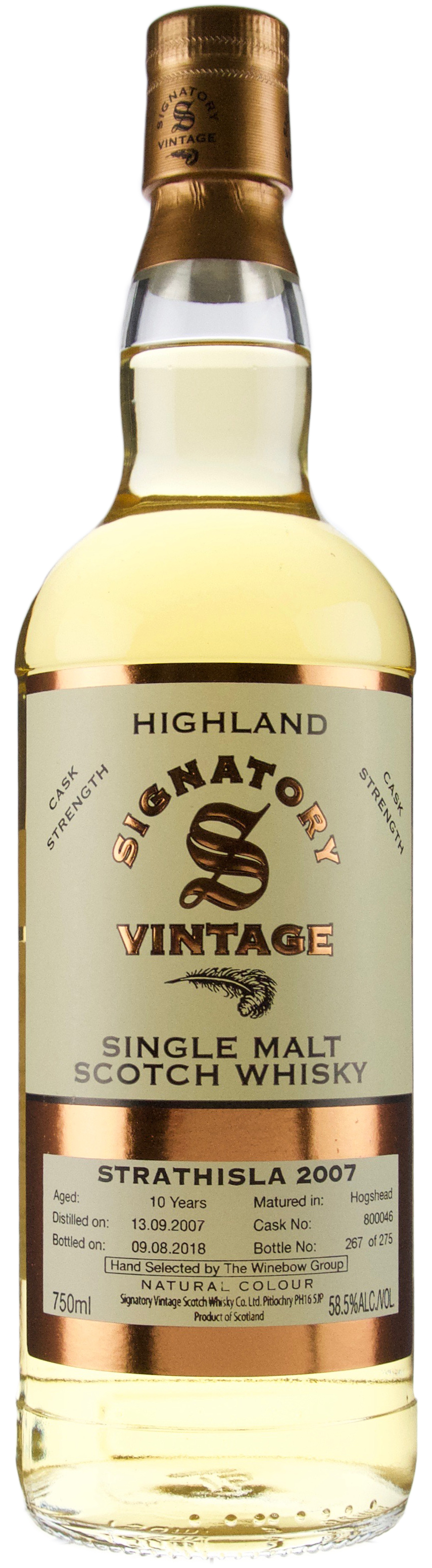 Signatory Strathisla 10 year old Hogshead # 800046 Winebow Cask Selection 2007