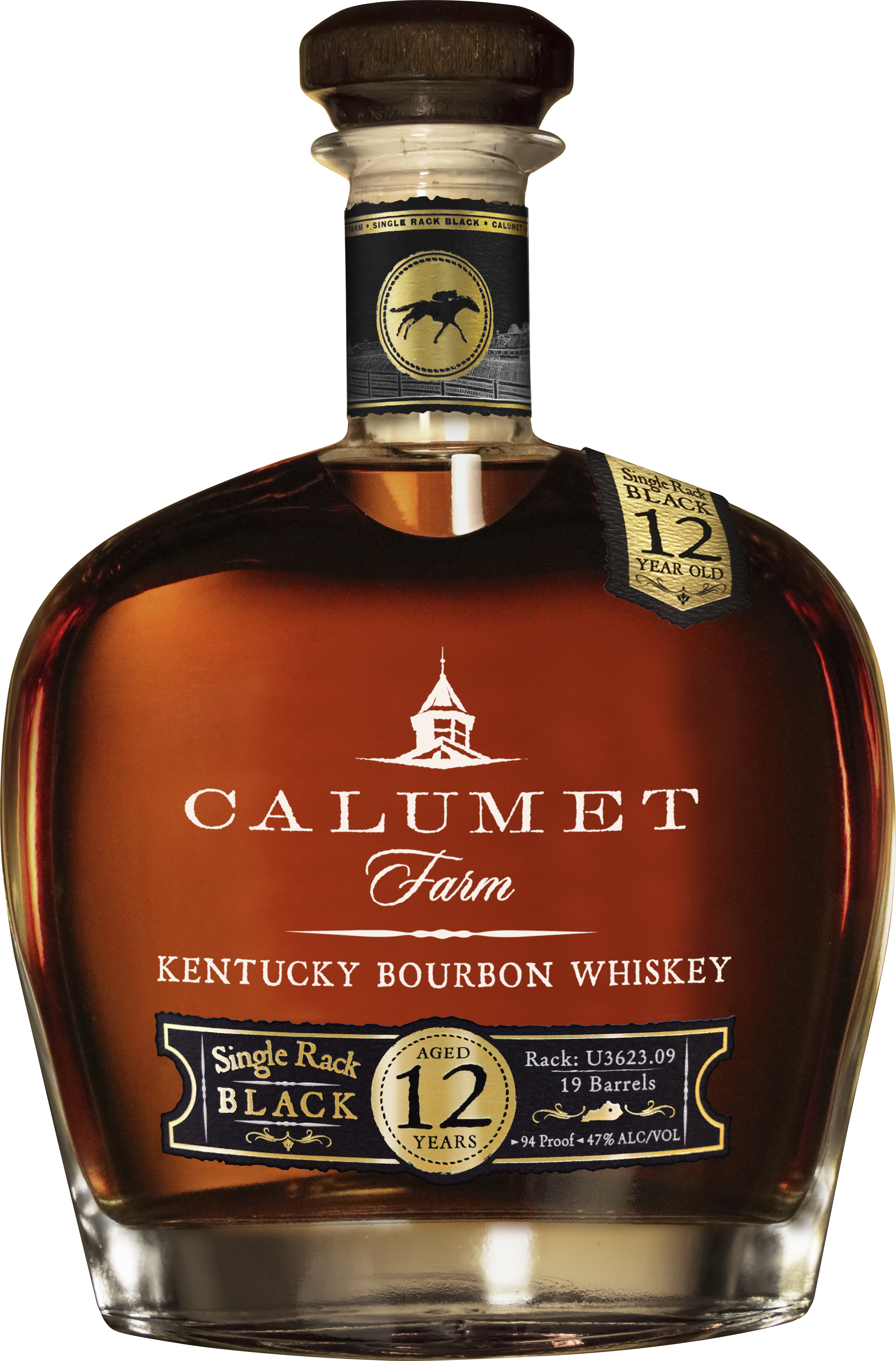 Calumet Farm Single Rack Black 12 year old Kentucky Straight Bourbon