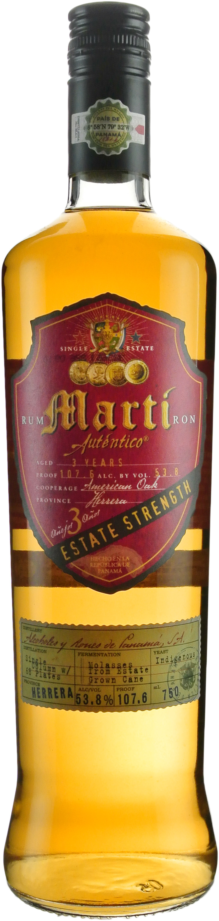 Marti Authentico Estate Strength Rum 3 Year