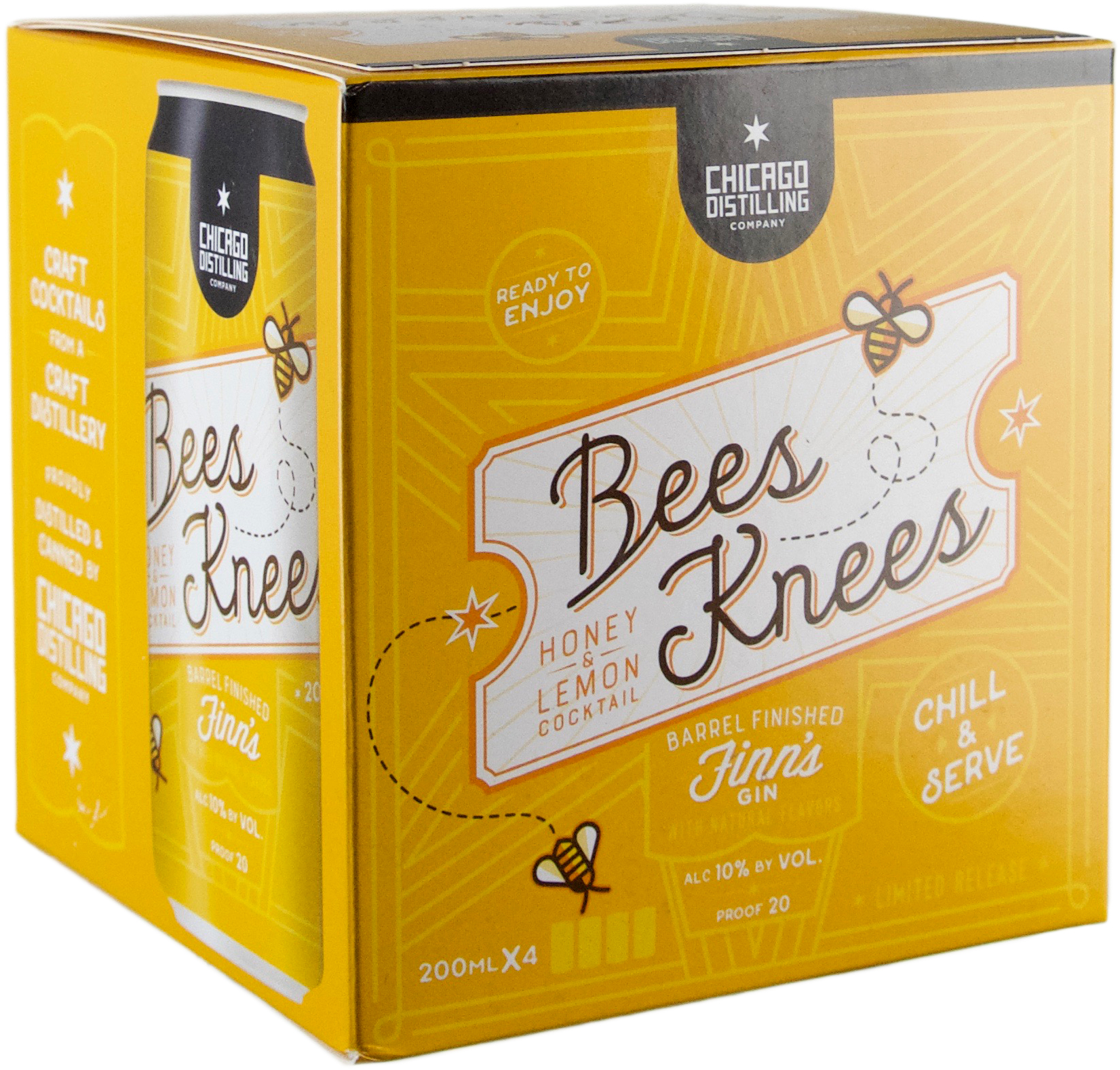 Chicago Distilling Canned Bee's Knees Cocktail Featuring Barrel Finished Finn's Gin