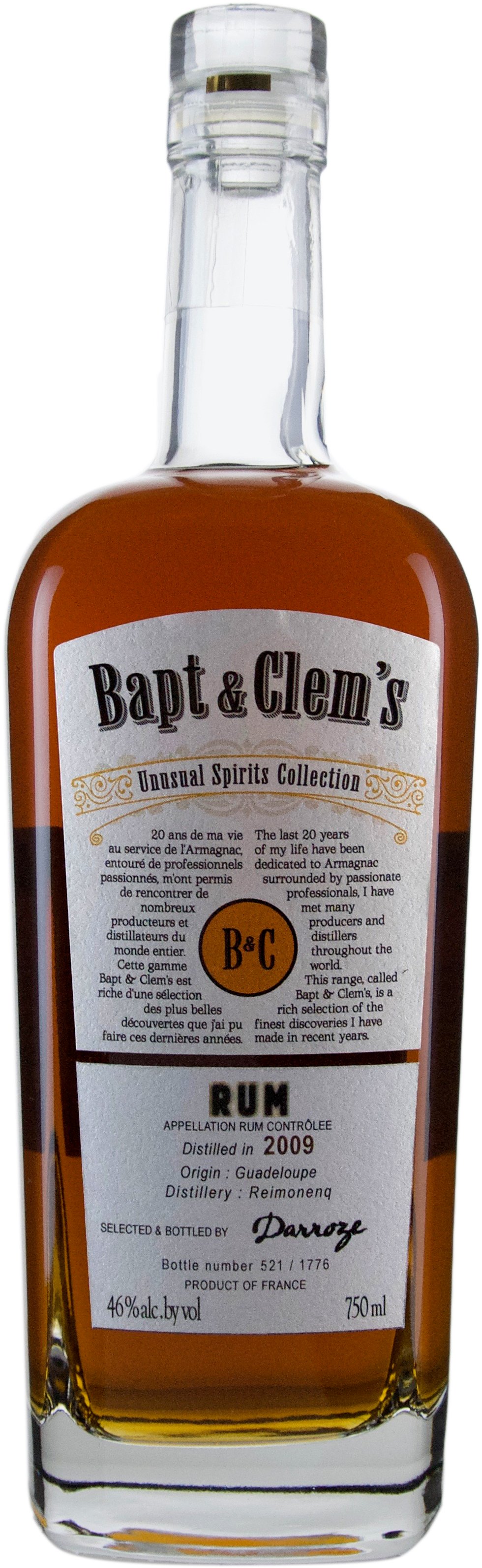Bapt & Clem's Vintage Guadelope Rhum From Raimonenq Distillery 2009