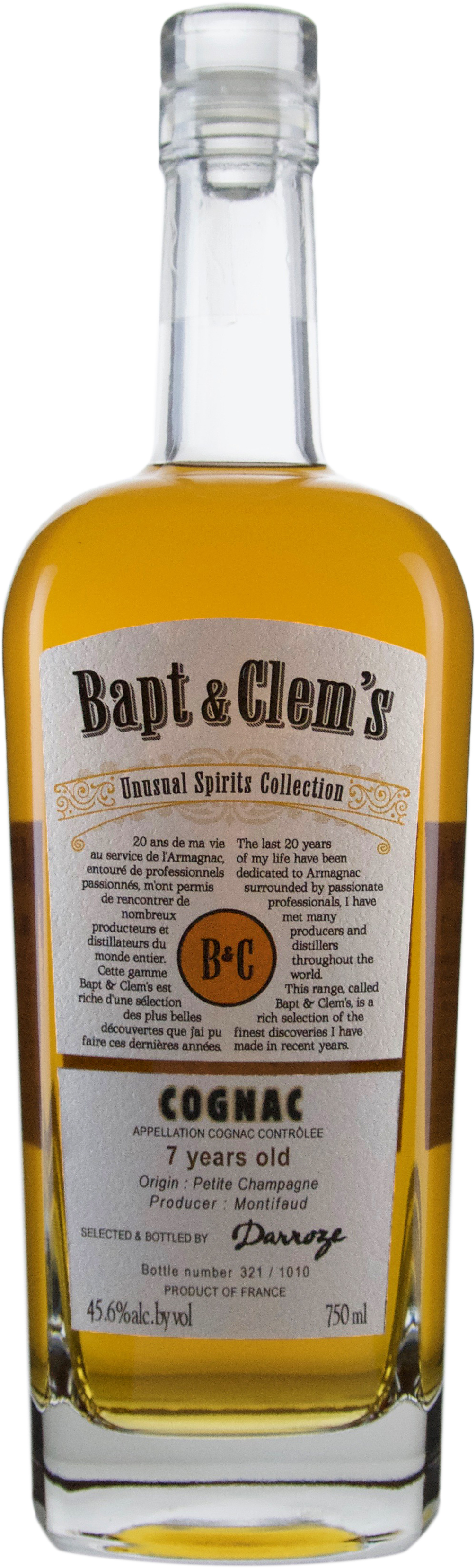 Bapt & Clem's 7 year old Cognac From Monitifaud Distillery