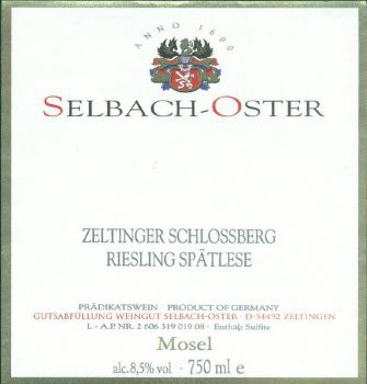 Selbach Oster Zeltinger Schlossberg Riesling Spatlese 2017