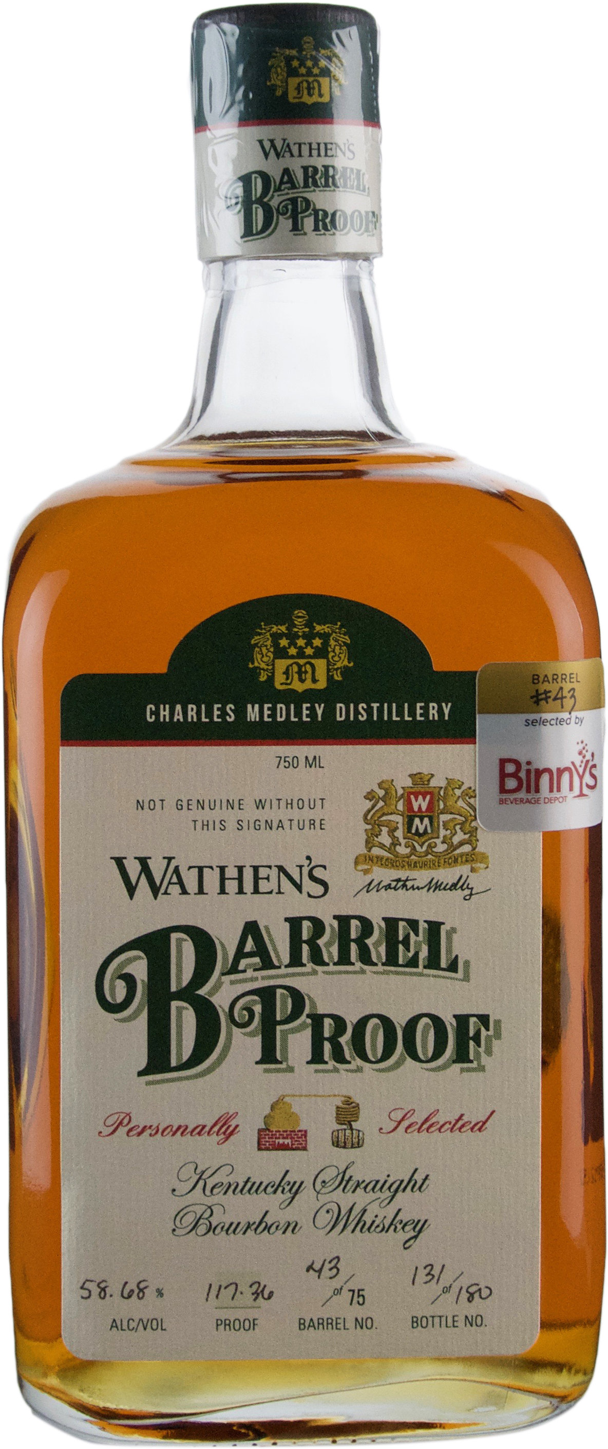 Wathen's Barrel Proof Single Barrel # 98 Binny's Handpicked