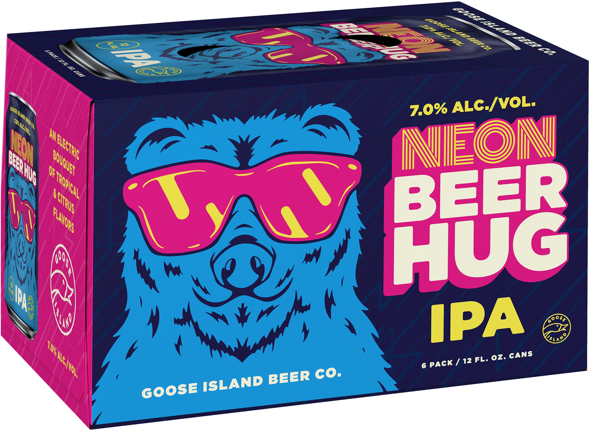 Goose Island Neon Beer Hug | 6 pack of 12 oz Can