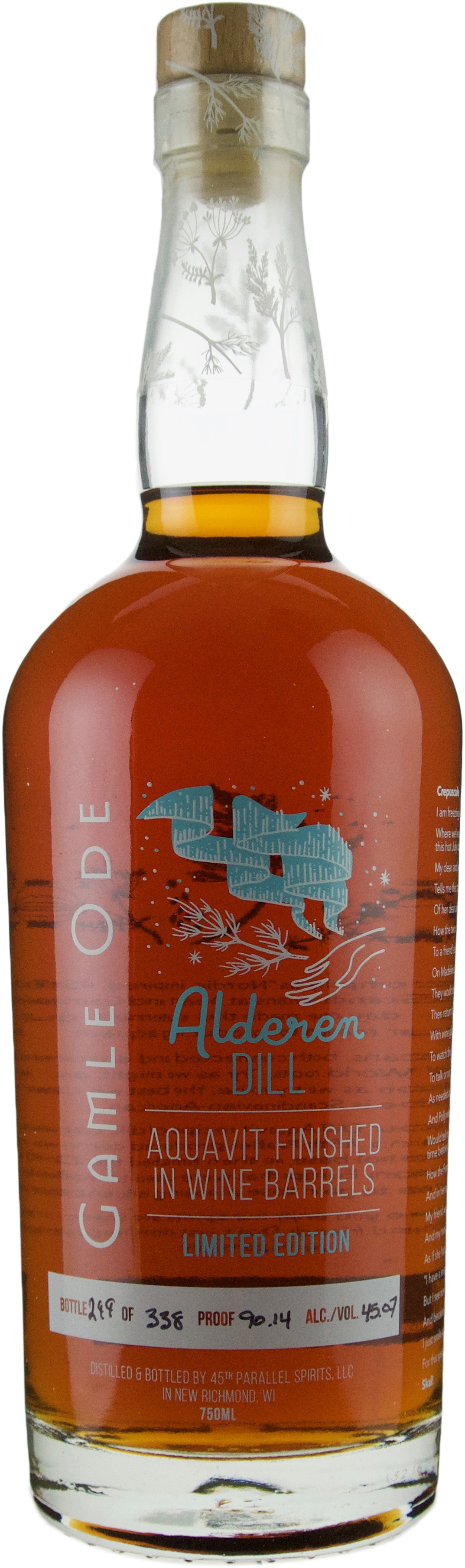 Gamle Ode Alderen Dill Aquavit Aged 36 Months in ex-Zinfadel Barrel