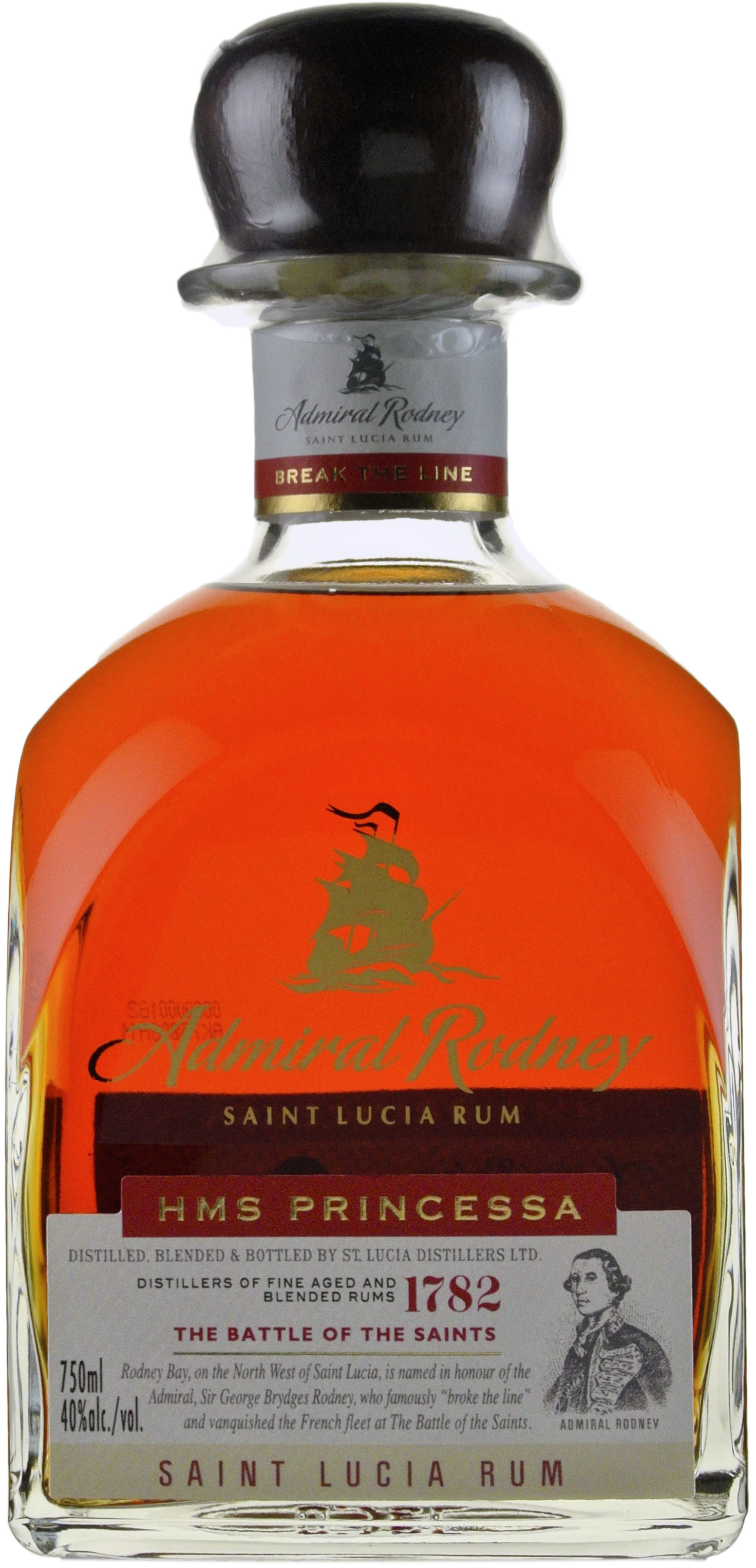 Saint Lucia Distillers Admiral Rodney HMS Princessa Fine & Mature Saint Lucia Rum Aged 5-9 years
