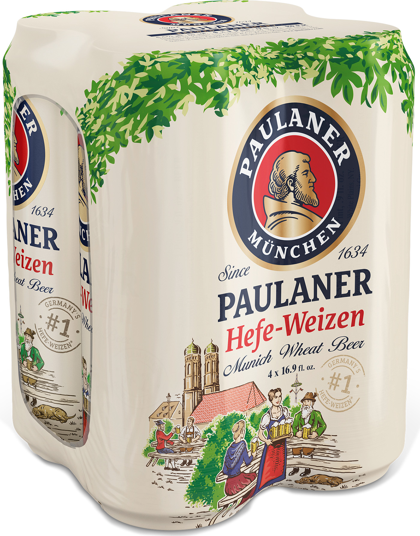 Paulander Hefe-Weißbier 5L樽と1Lグラスセット Paulaner Hefe Weizen | 4 pack of 16.9 oz Can