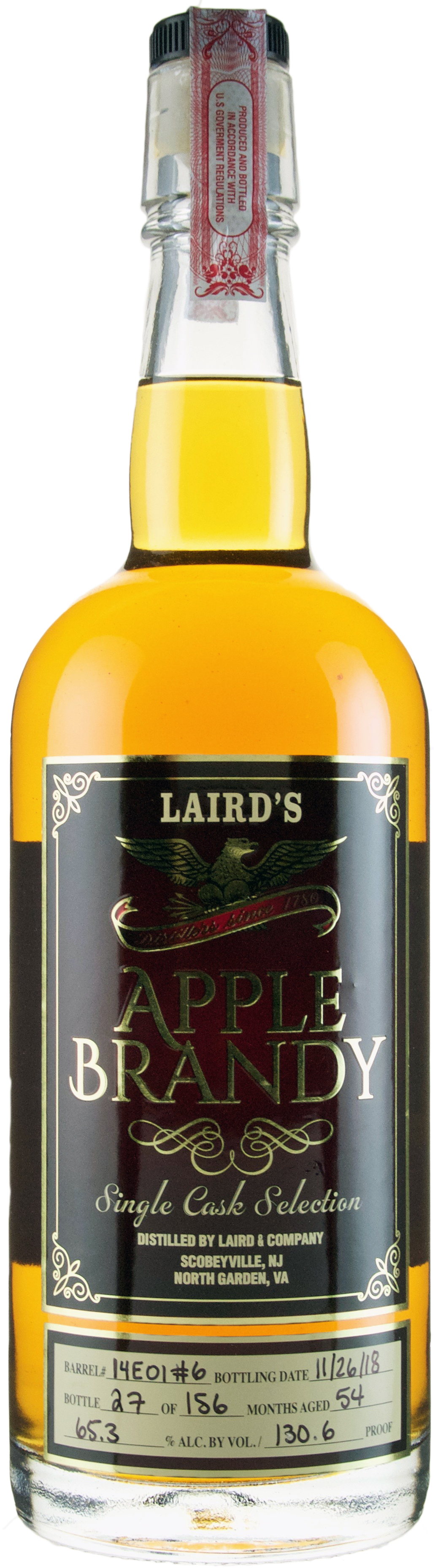 Laird's Apple Brandy Single Cask Selection # 1 Barrel Strength Binny's Handpicked