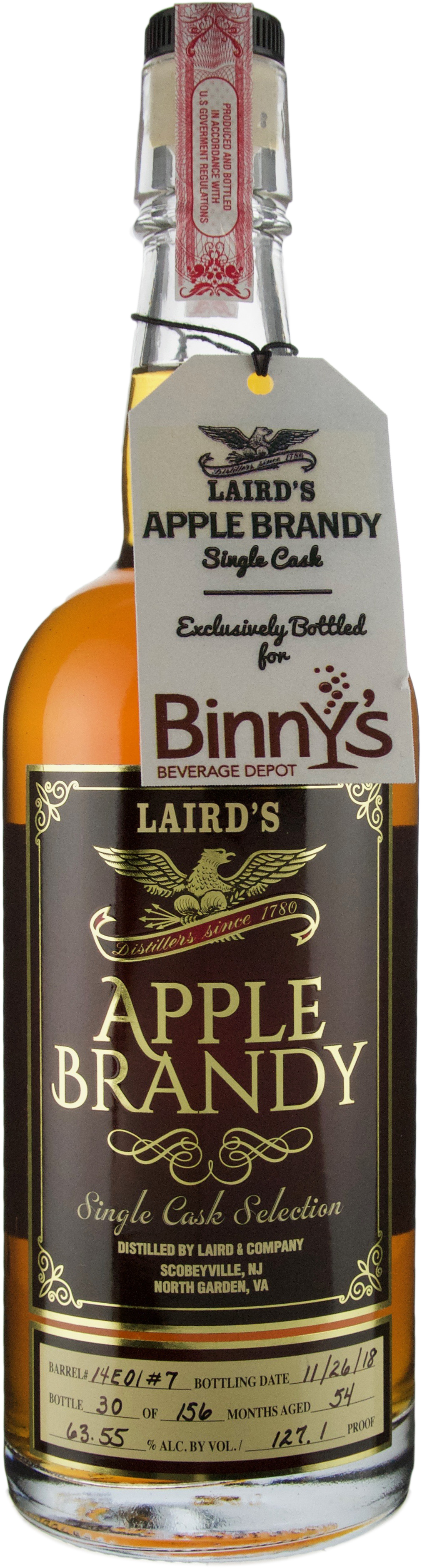 Laird's Apple Brandy Single Cask Selection 14E01#10 Barrel Strength Binny's Handpicked