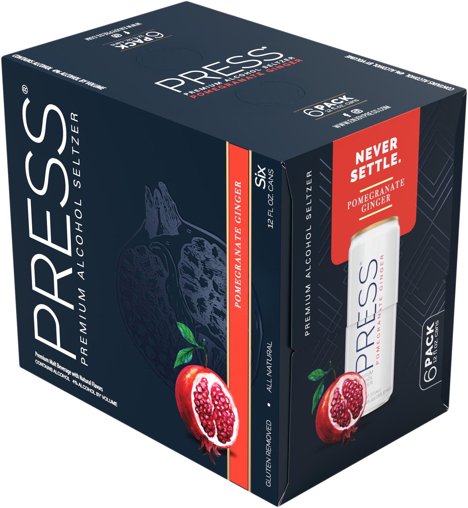 PRESS Seltzer Pomegranate Ginger