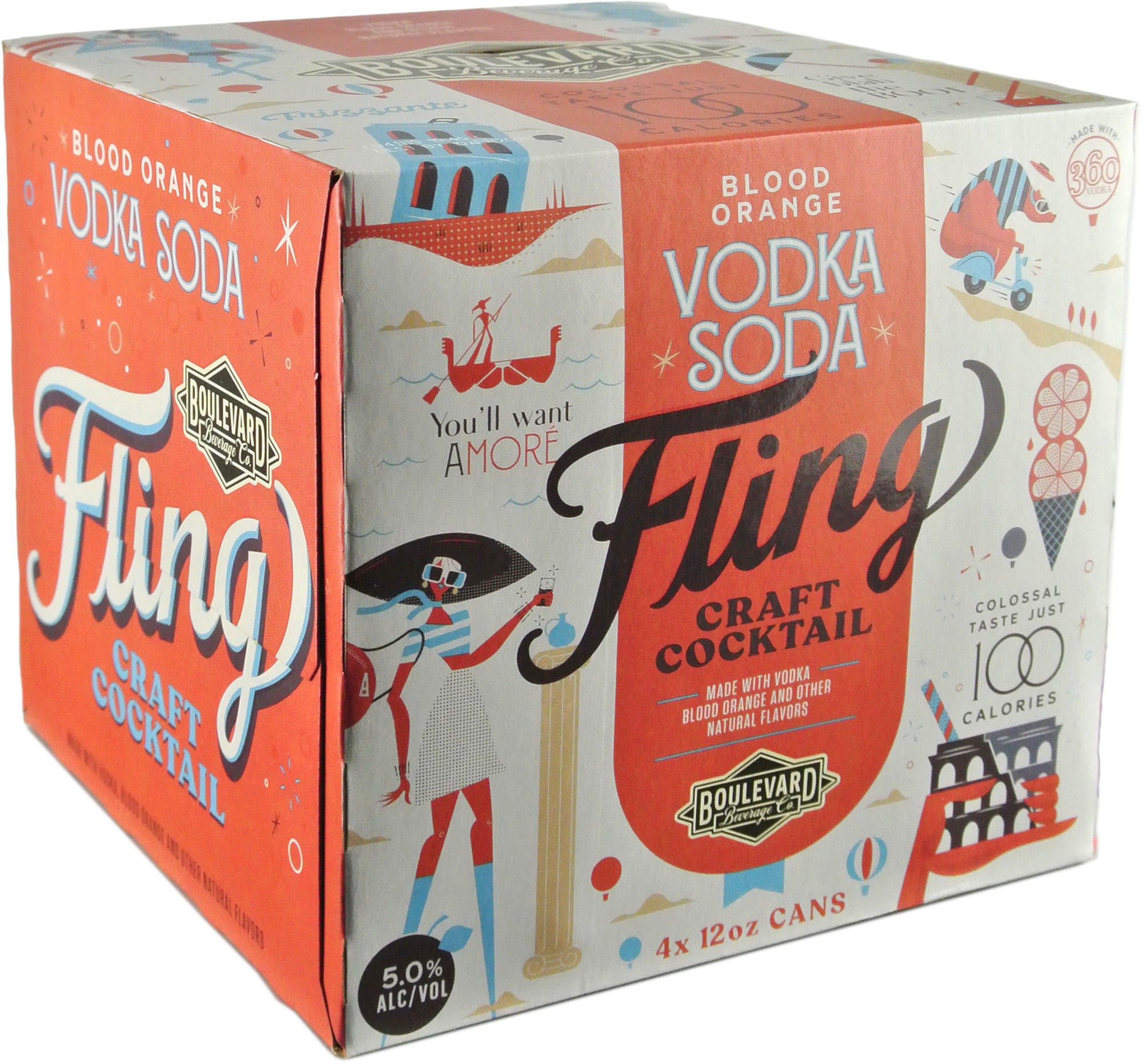 Boulevard Brewing Fling Blood Orange Vodka Soda Canned Cocktail 4 Pack Cans