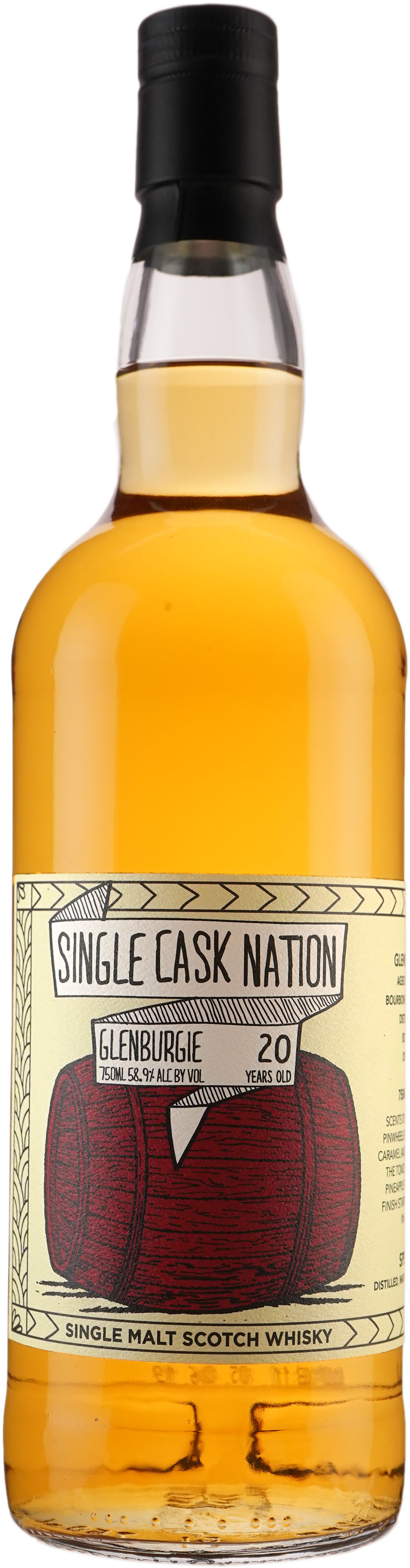 Single Cask Nation Glenburgie 20 year old Cask Strength Single Malt from Refill ex Bourbon Hogshead # 751405 1998