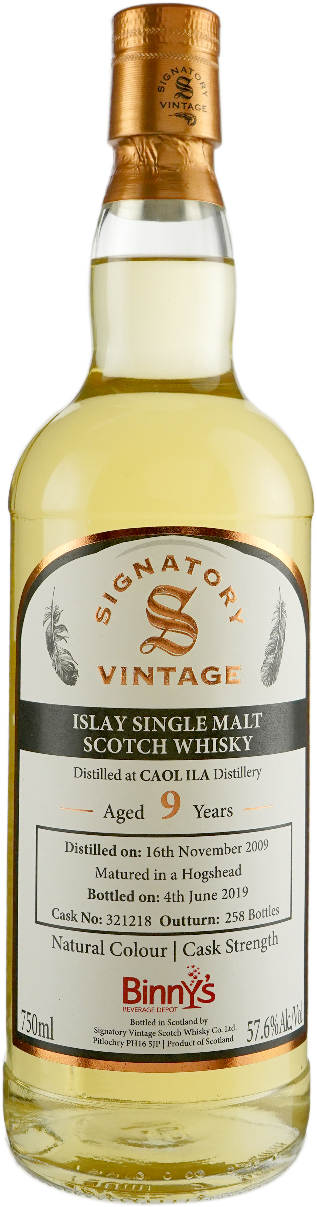 Signatory Caol Ila 9 year old Hoghead # 321218 Binny's Handpicked 2009