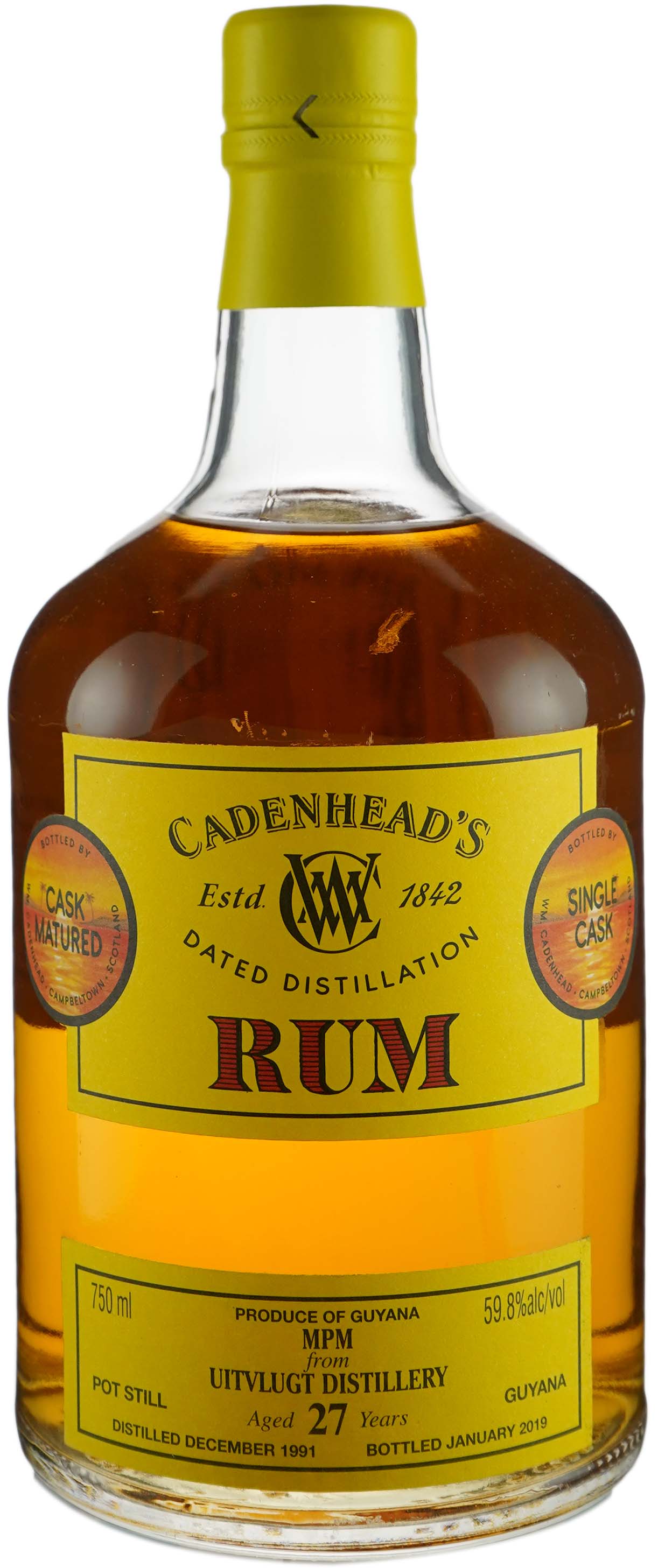 Cadenheads Uitvlugt 27 year old Vintage Rum Cask # 02-V64-39 1991