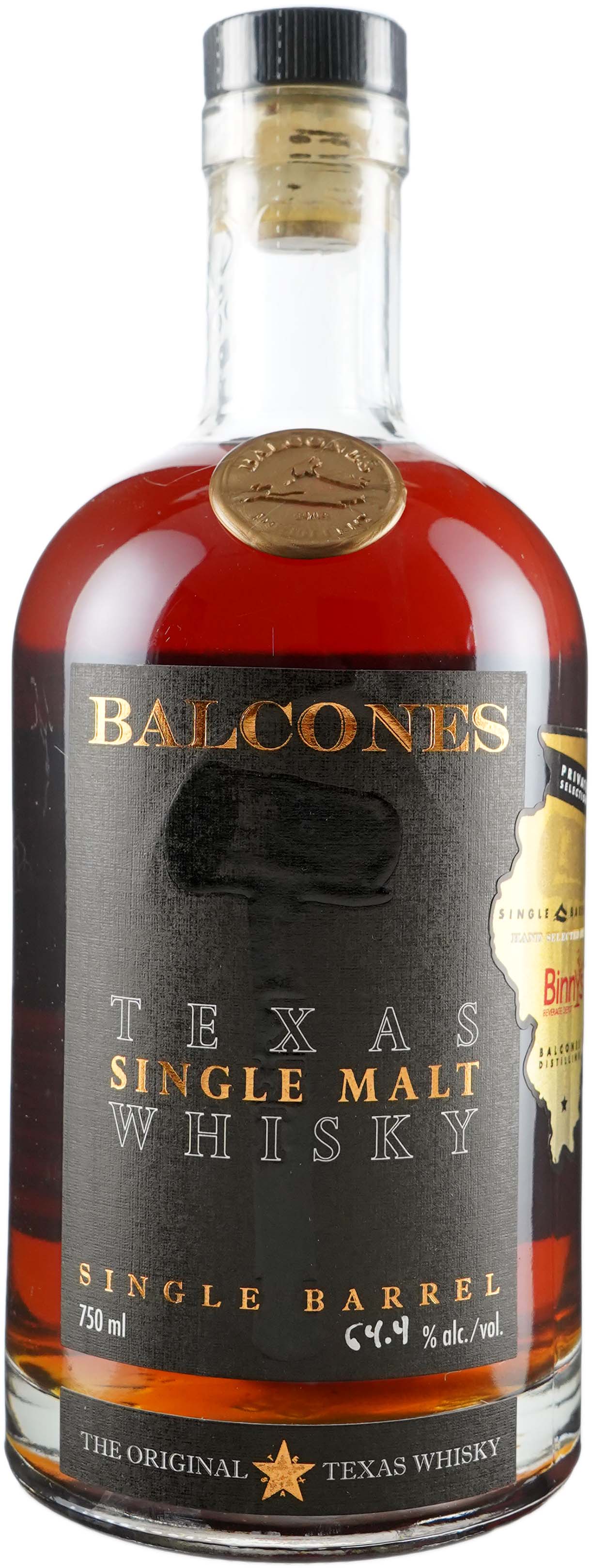 Balcones Texas Single Malt European Oak Barrel # 15963 Cask Strength Binny's Handpicked
