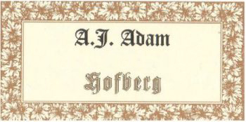 A J Adam Hofberg Riesling Trocken Grosses Gewachs 2018