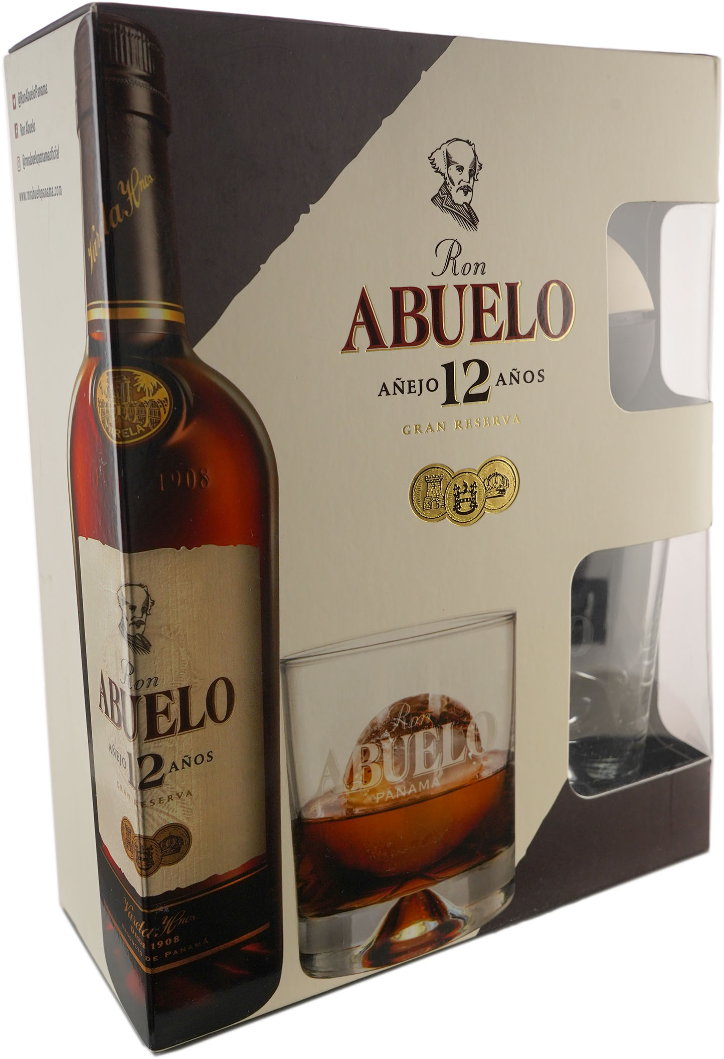 Ron Abuelo 12 year old Rum in Glass Set